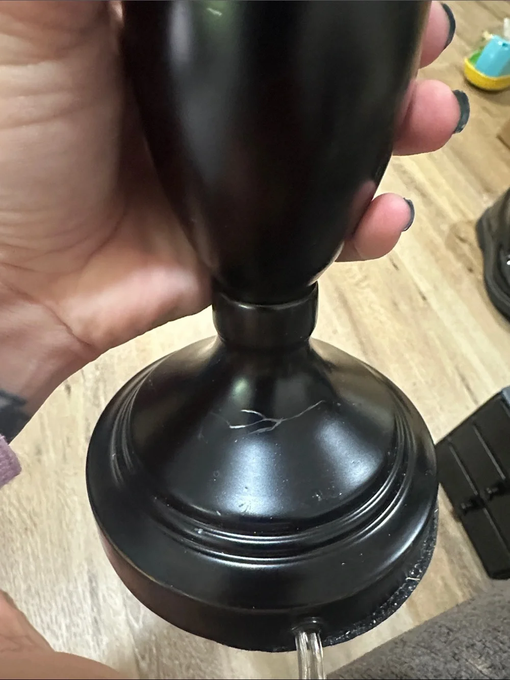 Black Table Lamp Base - Classic Curved Design has minor scratch 12 in base